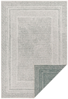 Teppich Frame, Teppich Boss, rechteckig, In/- Outdoor geeignet, Bordüre, Robust, Pflegeleicht, Flachgewebe - 80x150x0,5cm - grün