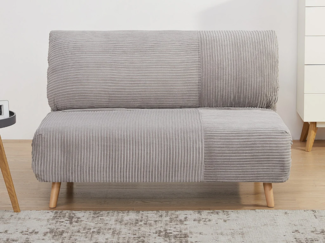 Vente-unique - Schlafsofa 2-Sitzer - Cord - Hellgrau - PALULA