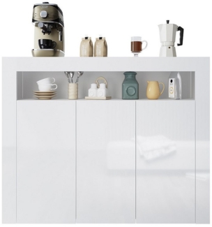 SONNI Kommode Kommode weiß Hochglanz mit led Beleuchtung 116cm x 93cm x 35cm, Kommodenschrank