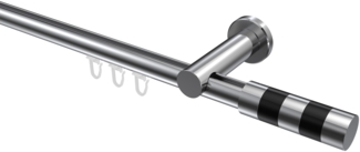 Innenlauf-Gardinenstangen-Set Platon Mavell 100 cm, 1-läufig, 20 mm Ø Chrom