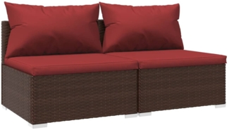 vidaXL 2-tlg. Garten-Lounge-Set mit Kissen Poly Rattan Braun 3101395