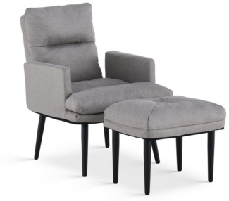 CLIPOP Relaxsessel Leinen Relaxsessel mit Ottoman (Relaxsessel mit Hocker), Verstellbare Rückenlehne Loungesessel für Wohnzimmer