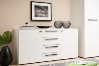 INOSIGN Sideboard Ksanti Kommode Breite/Tiefe/Höhe 163/80,5/80,5 cm, 2 Türen und 4 Schubkästen, hochglänzende Front