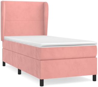 vidaXL Boxspringbett mit Matratze Rosa 100x200 cm Samt 3129080