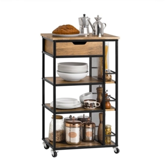 SoBuy Küchenwagen FKW99, Servierwagen Beistellwagen Rollwagen Teewagen Barwagen, Küchenrollwagen Küchenregal mit 6 Ablagen und 1 Schublade