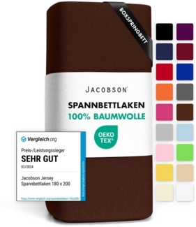 Jacobson Spannbettlaken BOXSPRING & ÜBERLÄNGE aus 100% Baumwolle, für hohe & lange Matratzen, Jersey Bettlaken 160 g/m², OEKO-TEX®
