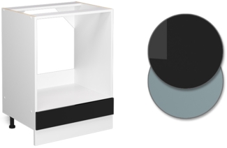 Herdumbauschrank R-Line Schwarz Hochglanz 60 cm , AP Eiche Vicco