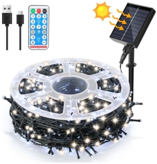 Clanmacy LED-Lichterkette LED Solar Lichterkette Solarleuchten Außen Weihnachten Beleuchtung, Wasserdicht