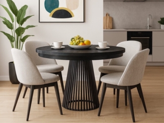 Beautysofa Esstisch Lumi im Loft-Stil, ausziehbar Ø 100–180 cm (hitze- und verfärbung beständig, Metallbeinen), verschiedene Farben