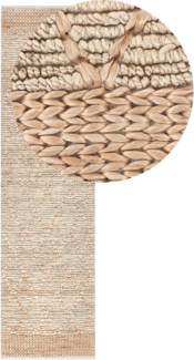 Teppich Jute beige 80x300 cm geometrisches Muster Kurzflor TELLIKAYA