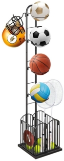 JEOBEST Sportgeräte-Regalwagen Basketball Aufbewahrungsregal, langlebig, with 4 Ball Ständer Und Körben