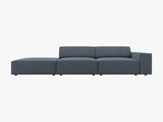 Micadoni Sofa Jodie 3-Sitzer Links Strukturierter Stoff Megan Blau