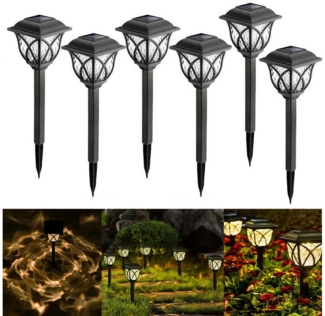 oyajia LED Solarleuchte 6 Stück Solarlampen für außen garten, Solar Gartenleuchte mit Erdspieß, LED fest integriert, Warmweiß, IP65 Wasserdicht Gartenleuchte für Villa Rasen, Trail, Terrasse