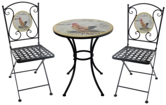 HTI-Living Garten-Essgruppe Tisch und 2 Stühle Celia Hahn, (Set, 3-tlg, 1 Tisch 2 Stühle), Sitzgruppe Essgruppe Balkonset