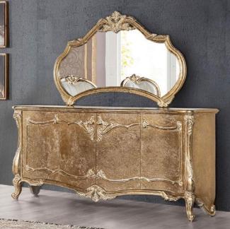 Casa Padrino Luxus Barock Möbel Set Antik Gold - 1 Barock Sideboard mit 4 Türen & 1 Barock Wandspiegel - Barock Möbel - Edel & Prunkvoll