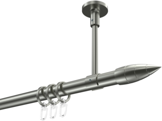 Gardinenstangen-Set Sonette Samanto 240 cm (geteilt in 2x120 cm), 1-läufig, 20 mm Ø Edelstahl-Optik