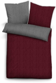 biberna Melange-Flanell Bettwäsche 0840500 MELANGE UNI, burgunder, 1x 200x200 cm + 2x 80x80 cm