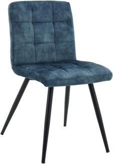 LC Home »moderner« Esszimmerstuhl Samt blau 47x58,5x82,5cm Polsterstuhl