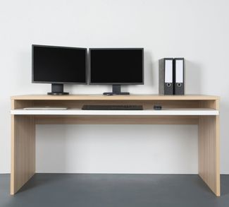 VOGL Möbelfabrik Schreibtisch Barrie mit 2-farbigem Tastaturauszug, in 2 Breiten, 2,5 cm Tischplattenstärke, Made in Germany
