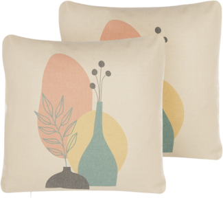 Kissen 2er Set Abstraktes Muster CARDOON 45 x 45 cm Weiß