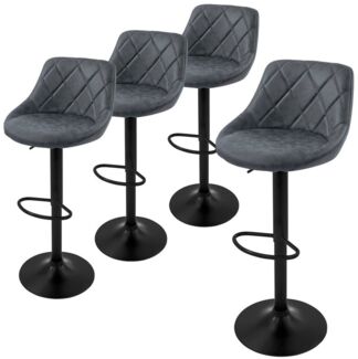 ML-DESIGN Barhocker Gepolsterter Barstuhl mit Rückenlehne und Fußstütze, 360° drehbar (4 St), Drestuhl höhenverstellbar 62-82 cm, Anthrazit, Bezug aus Kunstleder