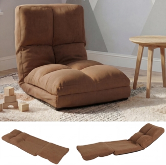Bodensessel HWC-N45, Schlafsessel Klappsessel Funktionssessel, Schlaffunktion faltbar Stahlrahmen Samt ~ braun