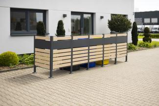 Westmann Metall Mülltonnenverkleidung Planum | 5x240 L | Holzoptik | 410x90x120 cm