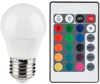 RGB LED 4,8 Watt Leuchtmittel E27, Fernbedienung, 470Lumen, DxH 4,5x8 cm