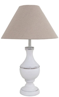 Grafelstein Tischleuchte Tischlampe MARLA weiß beige aus Holz im Landhausstil shabby chic E27