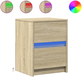 vidaXL Nachttische mit LED-Leuchten 2 Stk. Sonoma Eiche Holzwerkstoff 852038