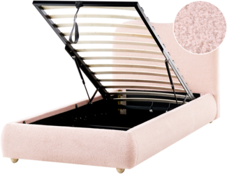 Bett mit Stauraum Bouclé BLAGNAC 90 x 200 cm Rosa