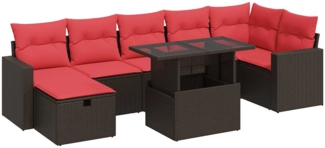 vidaXL 8-tlg. Garten-Sofagarnitur mit Kissen Schwarz Poly Rattan 3327834
