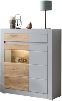 Vitrine Glasvitrine Casablanca 100x35x113cm Platingrau Zinneiche 2-türig