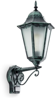 hofstein Außen-Wandleuchte Wandlampe mit Bewegungsmelder in antikem Look aus Metall/Glas, ohne Leuchtmittel, Wandleuchte Retro/Vintage Design, Außenleuchte für Terrasse, E27