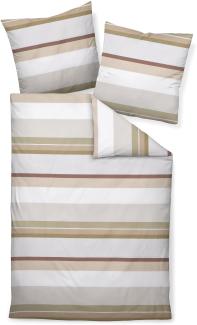 Janine J.D. Mako-Satin Bettwäsche 135x200 Streifen khaki oliv braun 87085-07