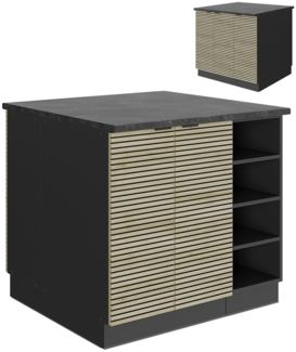 Kücheninsel Fame-Line Eiche Paneel 90 cm ohne Arbeitsplatte Vicco