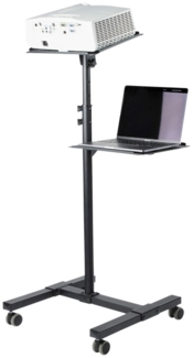StarTech. com Mobiler Projektor- und Laptopständer/-wagen - Heavy Duty Projektorständer (2 Regale jeweils 10 kg) - Höhenverstellbarer rollender Präsentationswagen mit Feststellfunktion Multimedia-Ständer Schwarz Stahl Projektor 10 kg 2 Regale