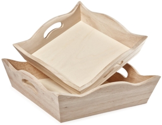 VBS Tablett, Rohholz, 2er-Set, Rohholz