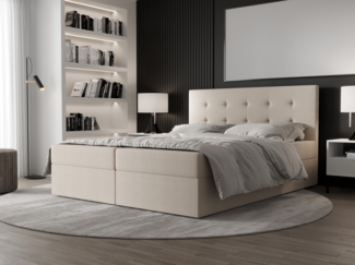 AX LIVING Boxspringbett 180x200 mit Bettkasten Dahlina Creme – Eleganz&Komfort