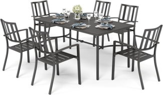 Gartenmöbel Set Metall E-Coating mit Stapelbaren Stühle Schwarz
