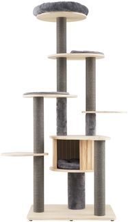 172 cm hoher Kratzbaum mehrstöckiger Katzenbaum mit bequem gepolsterter oberer Sitzplattform Grau