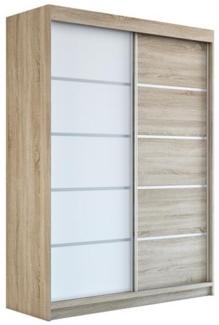 Schwebetürenschrank PARIS 2-türig Schrank 160 cm (mit Spiegel) Farbe: Sonoma , weiß