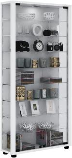 Vitrinenschrank Glas Sammler Vitrine LED Standvitrine Wohnzimmer Schrank weiß