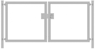 Gartentor / Doppelfügeltor elektrisch Premium (2-flügelig) symmetrisch für waagerechte Holzfüllung verzinkt Breite 400 cm x Höhe 140 cm