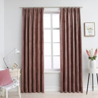 vidaXL Verdunkelungsvorhänge Haken 2 Stk. Samt Antik-Rosa 140x225cm 134525