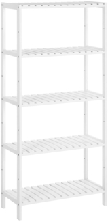 SONGMICS Badezimmerregal, Bambus weiß, 60 x 26 x 130 cm