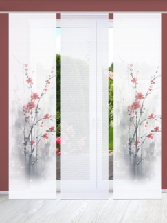 HOME in green Schiebegardine BELMIRA (3 St), Paneelwagen, halbtransparent, SET DIGITALDRUCK,BAMBUSOPTIK RECYCELT