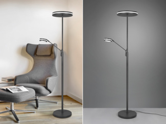 Großer LED Deckenfluter FRANKLIN mit Lesearm, Höhe 181cm, Anthrazit