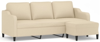 vidaXL 3-Sitzer-Sofa mit Hocker Creme 180 cm Stoff 3201137