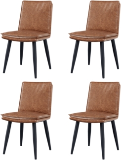 Merax 4 Esszimmerstühle, 4er-Set, PU-Polsterstühle, doppellagige Kissen, bequem und weich, geeignet für Esszimmer, Wohnzimmer, Cafés, braun